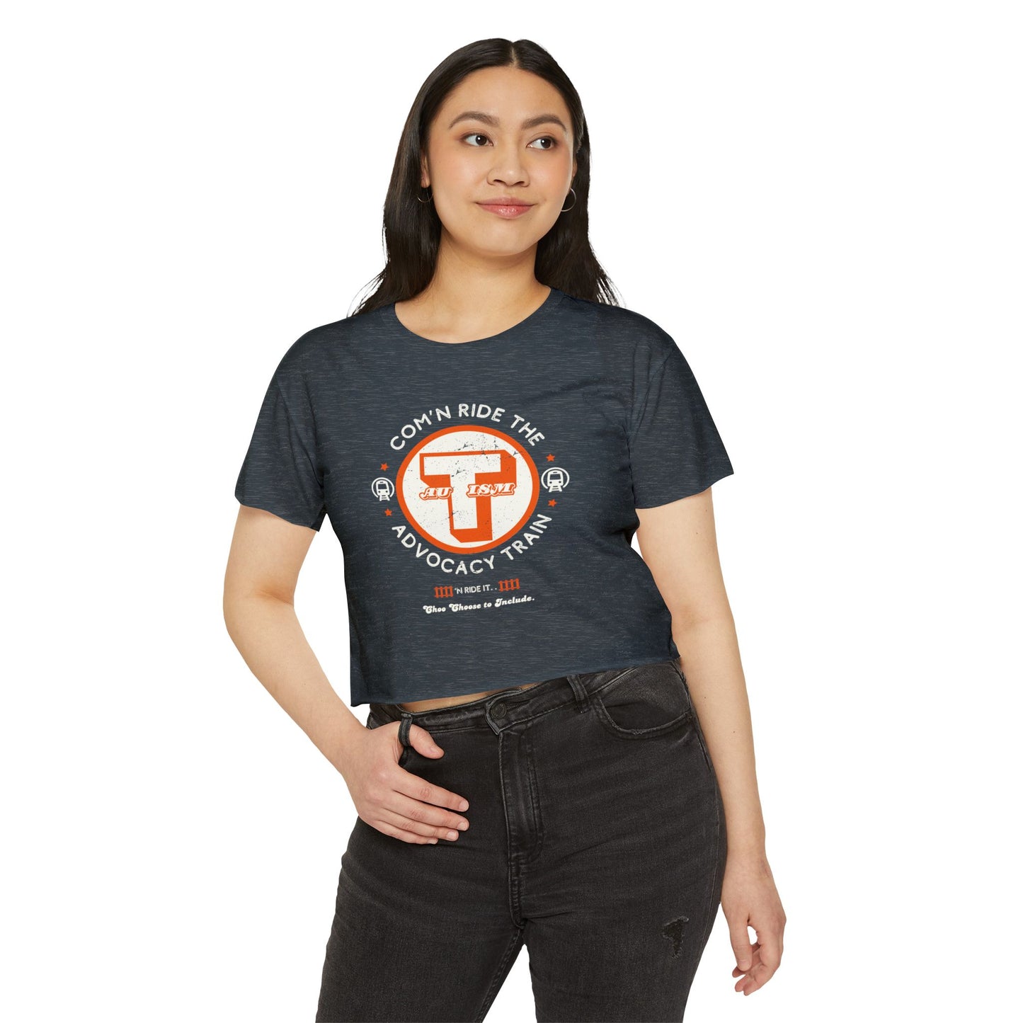 C'mon Ride The Autism Advocacy Train - Women's Crop Top