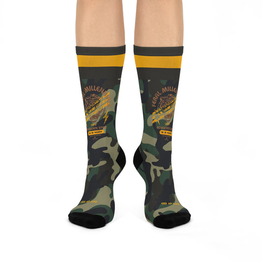 Feral Millennials Do It Advocate Style (We Be Wildin') - Unisex Seamless Camo Socks