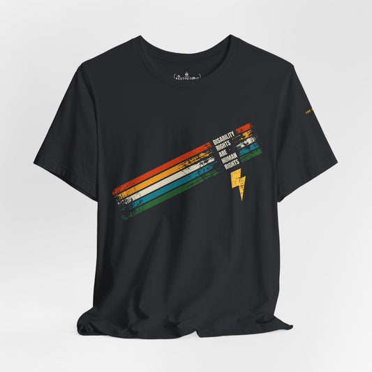 Disability Rights are Human Rights - Retro Stripe Adult Unisex Jersey Tee