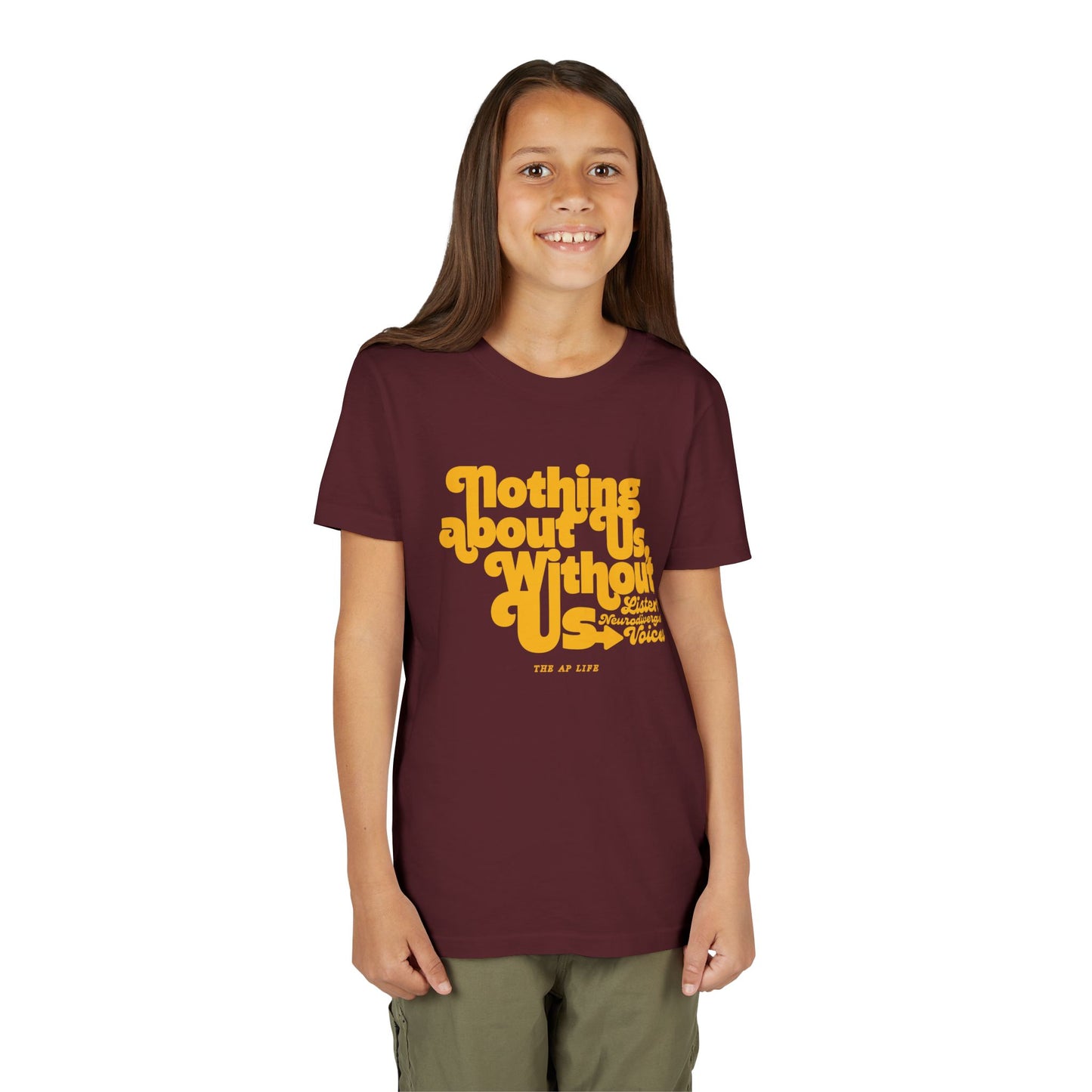 Nothing About Us, Without Us (Listen to Neurodivergent Voices) - Youth Unisex Jersey Tee