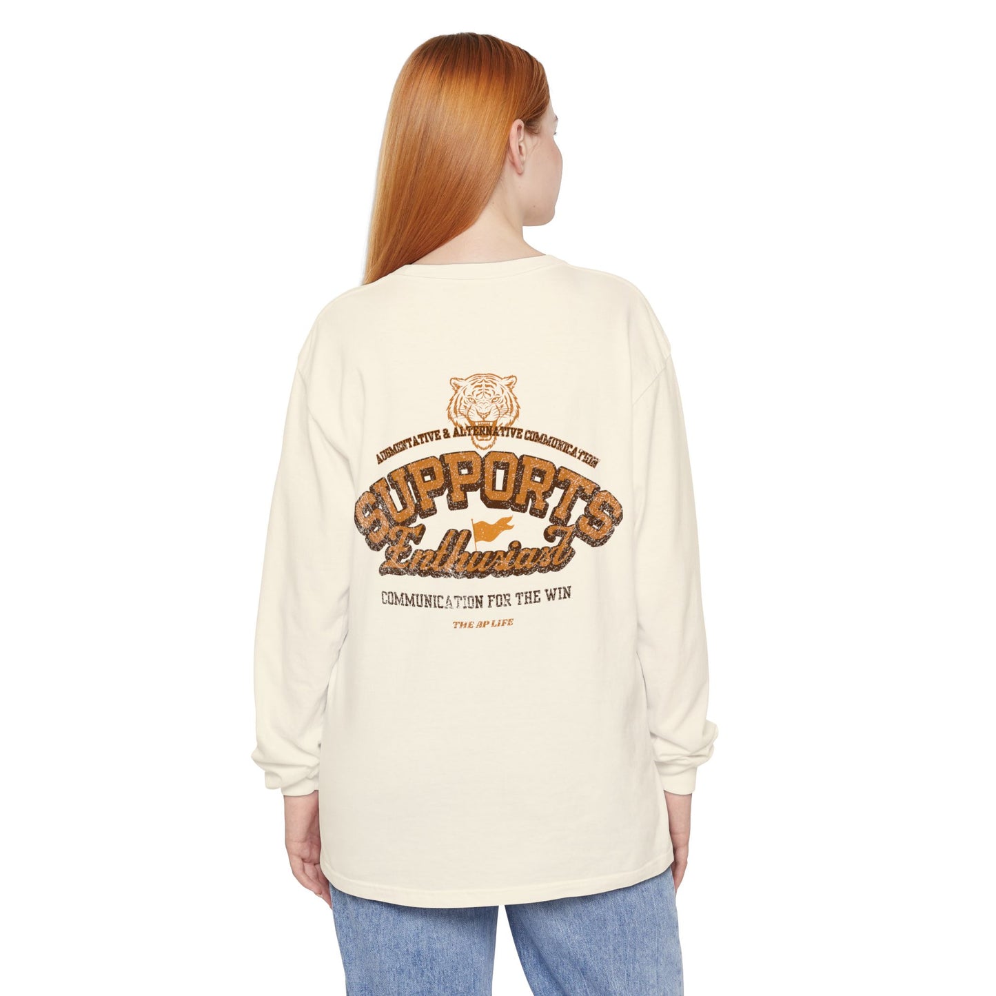 AAC Supports Team Enthusiast - Communication for the Win - Unisex Garment-dyed Long Sleeve T-Shirt