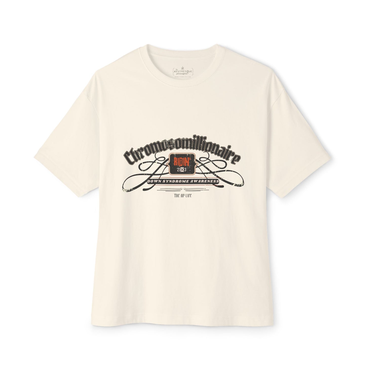 Chromosomillionaire Ridin' 21x3 DS Awareness - Adult Unisex Oversized Boxy Tee