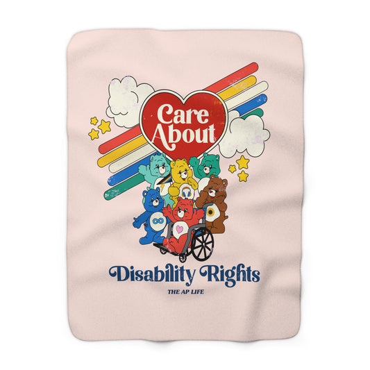Care About Disability Rights - Retro 80s Vibe - Sherpa Fleece Blanket