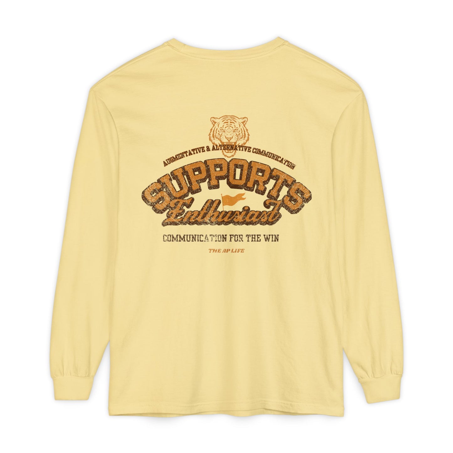AAC Supports Team Enthusiast - Communication for the Win - Unisex Garment-dyed Long Sleeve T-Shirt