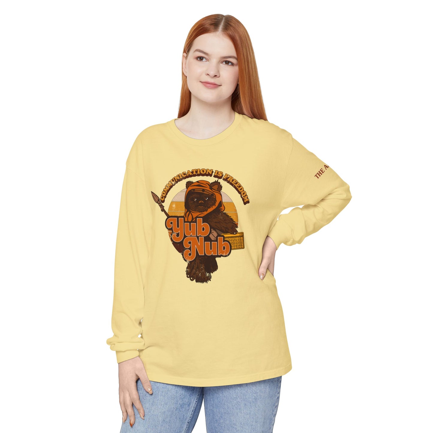 Communication is Freedom - Yub Nub - AAC - Unisex Garment-dyed Long Sleeve T-Shirt