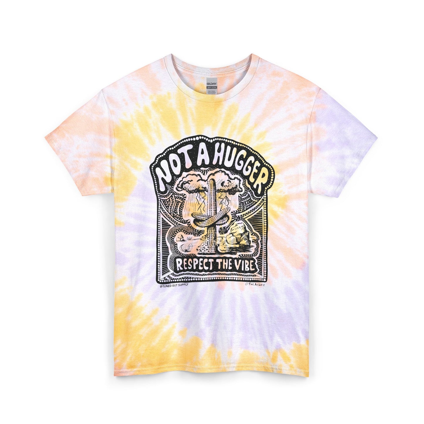 Not A Hugger - Respect the Vibe - Adult Unisex Tie Dye Cotton Tee - Tuned Out Supply + The AP Life Collab