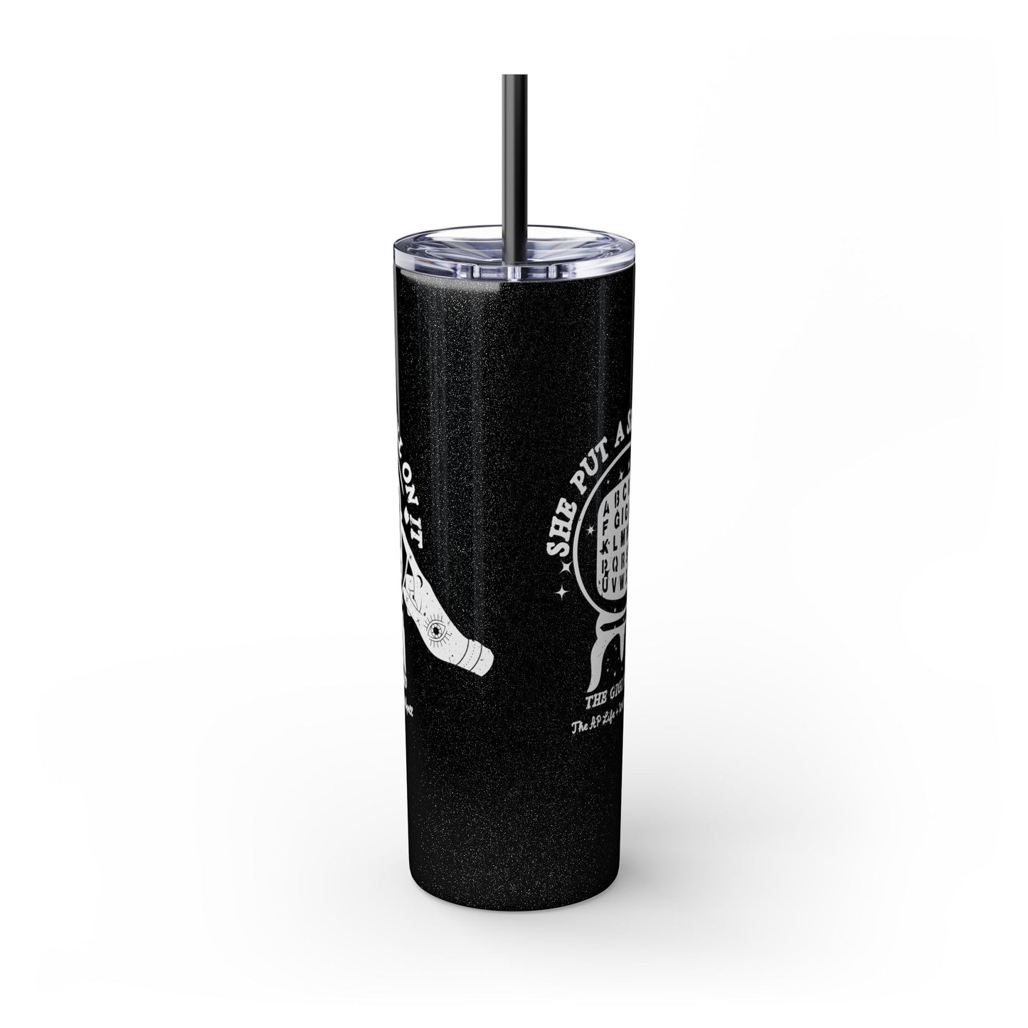 She Put a Spell on it - The Gigi Board - Black Glitter 20oz Insulated Tumbler - Watch Gigi Spell Fundraiser