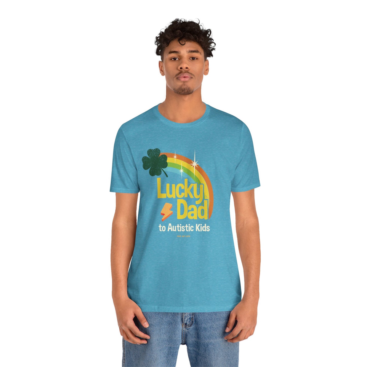 Lucky Dad to Autistic Kids - Adult Unisex Jersey Short Sleeve Tee