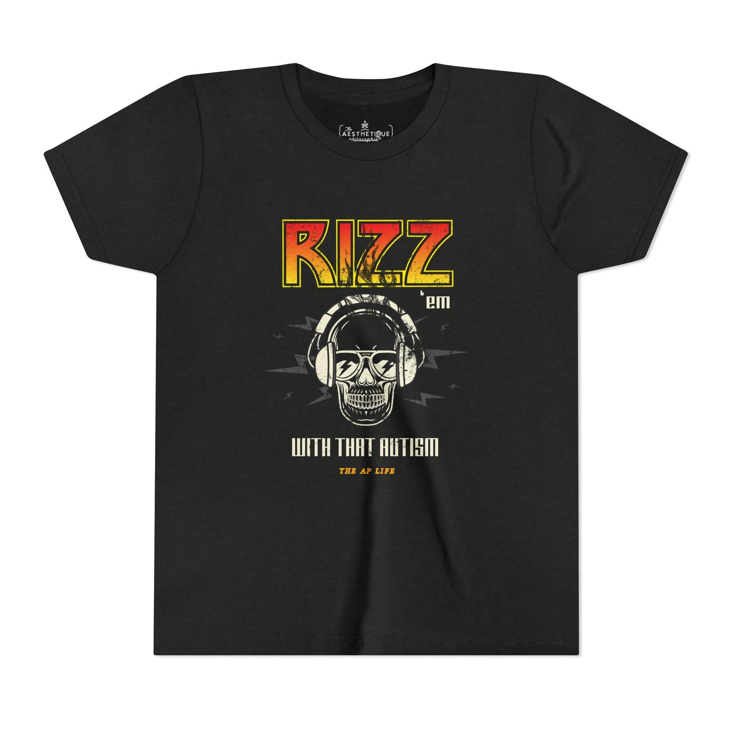 Rizz 'Em With That Autism Rocker Style Tee - Youth Unisex Tee