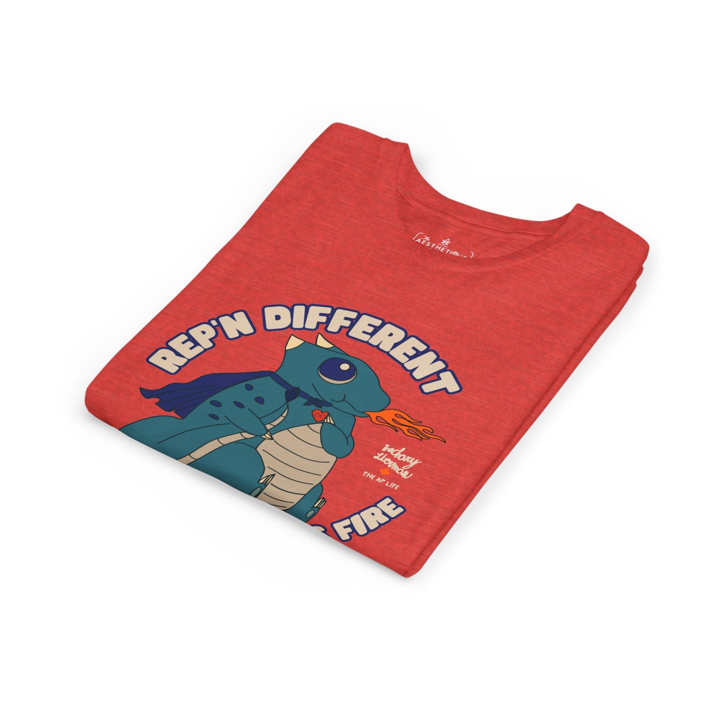 Rep'n Different - Autism is Fire - Dragon Character - Zachary Lierman - Youth Unisex Jersey Tee