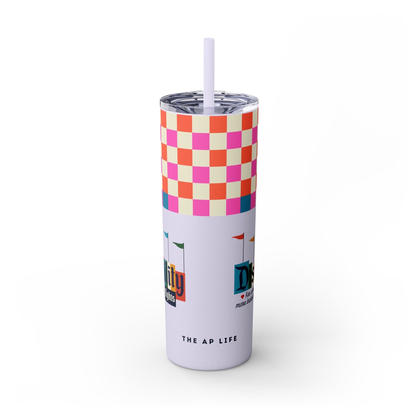 Disability Rights for a Happier & More Inclusive World - 20oz insulated tumbler with straw