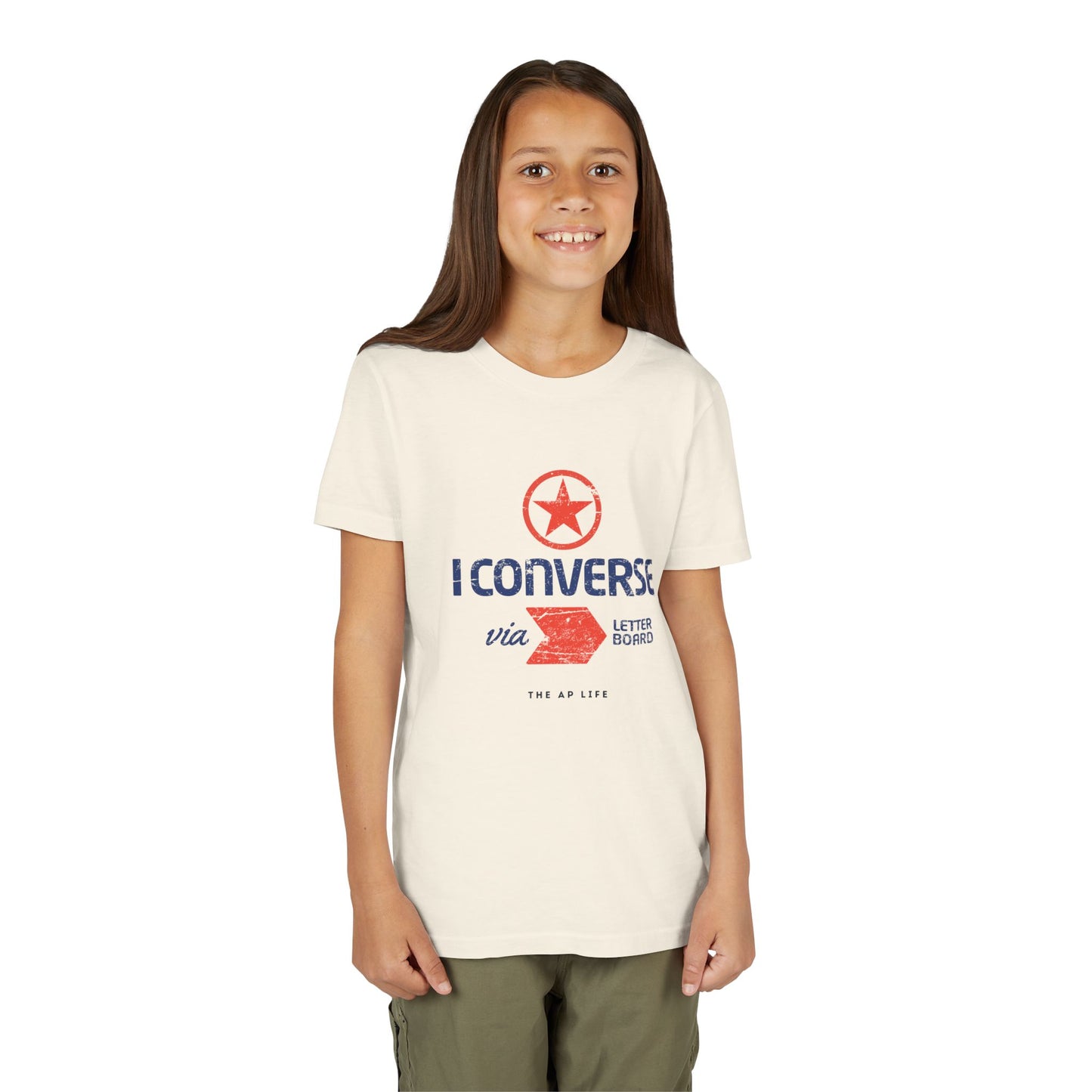 I Converse Via Letterboard - Youth Unisex Jersey Tee