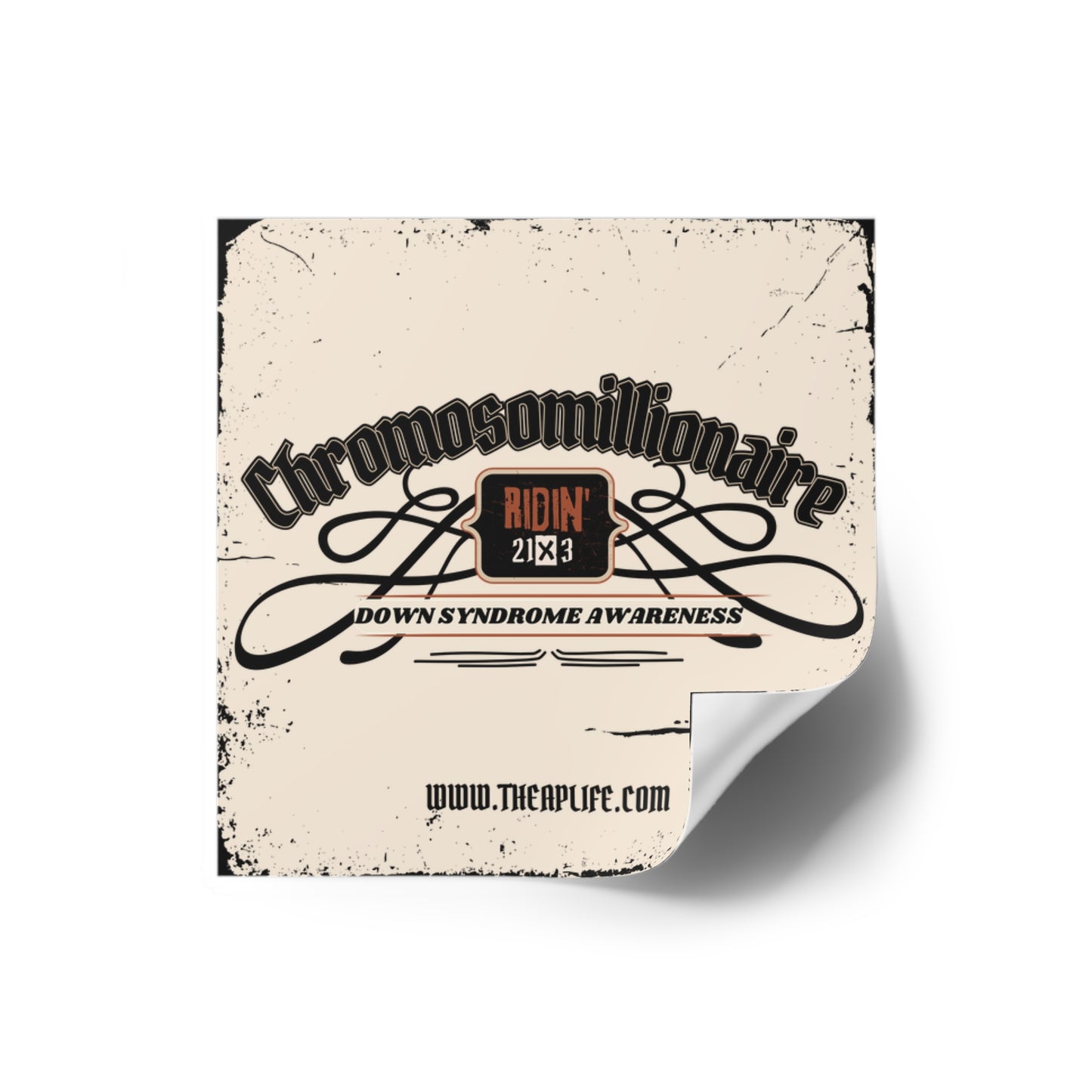 Chromosomillionaire Ridin' 21x3 DS Awareness Square Vinyl Sticker