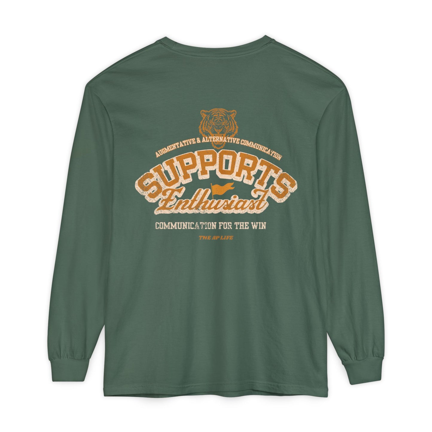 AAC Supports Team Enthusiast - Communication for the Win - Unisex Garment-dyed Long Sleeve T-Shirt