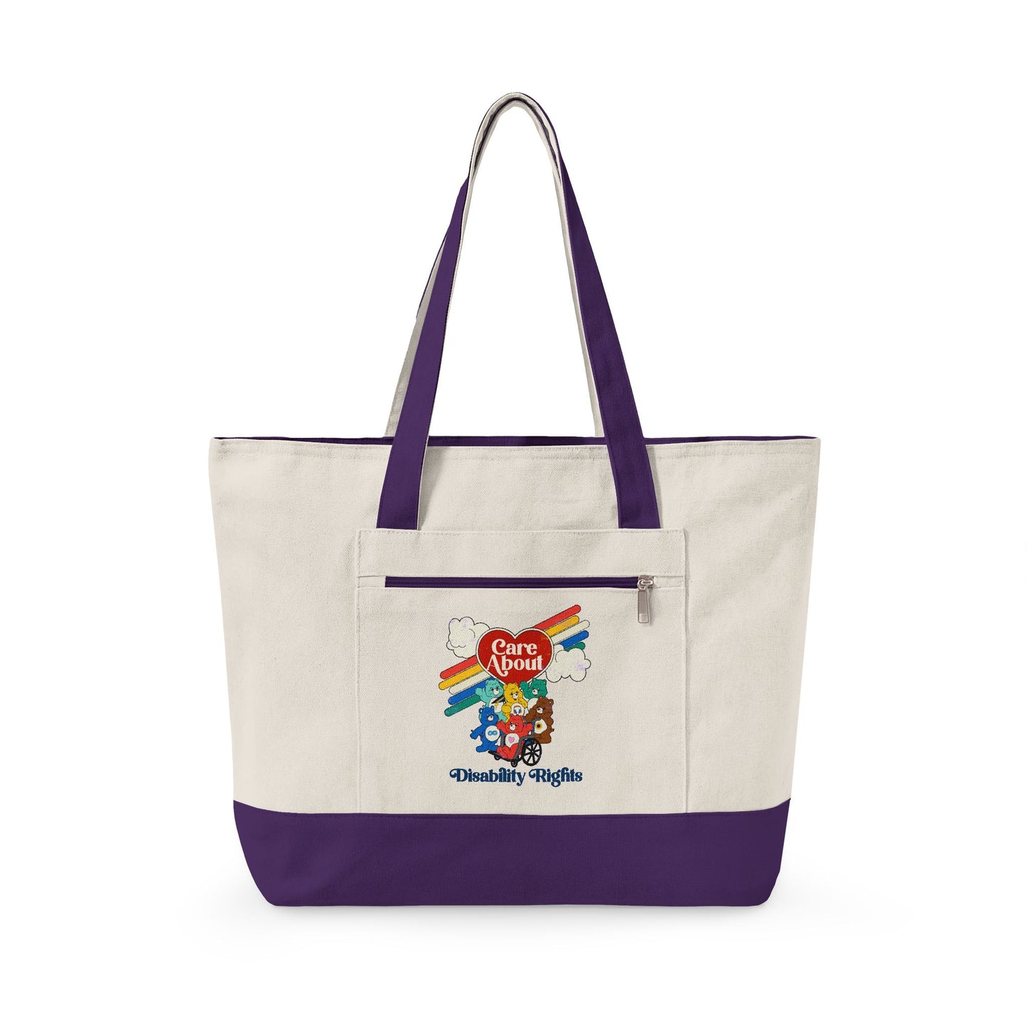 Care About Disability Rights - Zippered Canvas Tote Bag