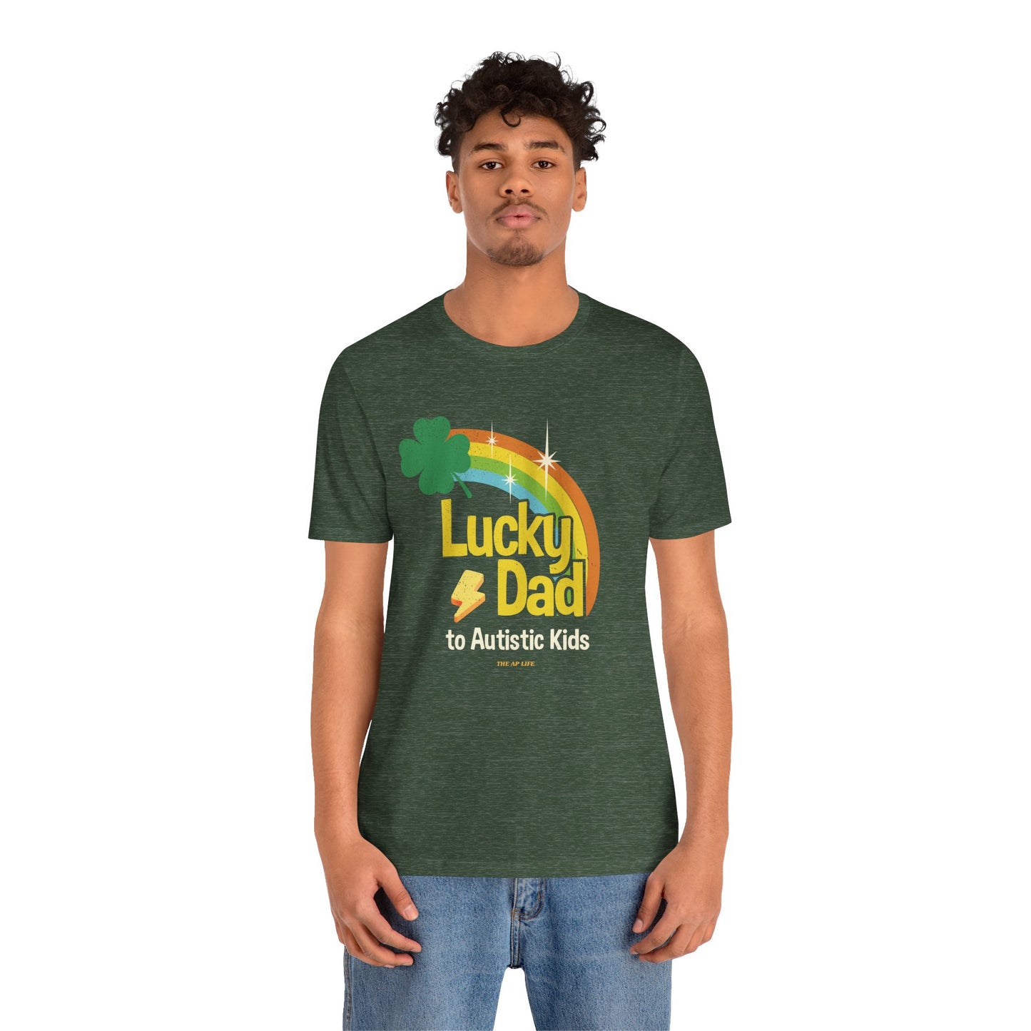 Lucky Dad to Autistic Kids - Adult Unisex Jersey Short Sleeve Tee