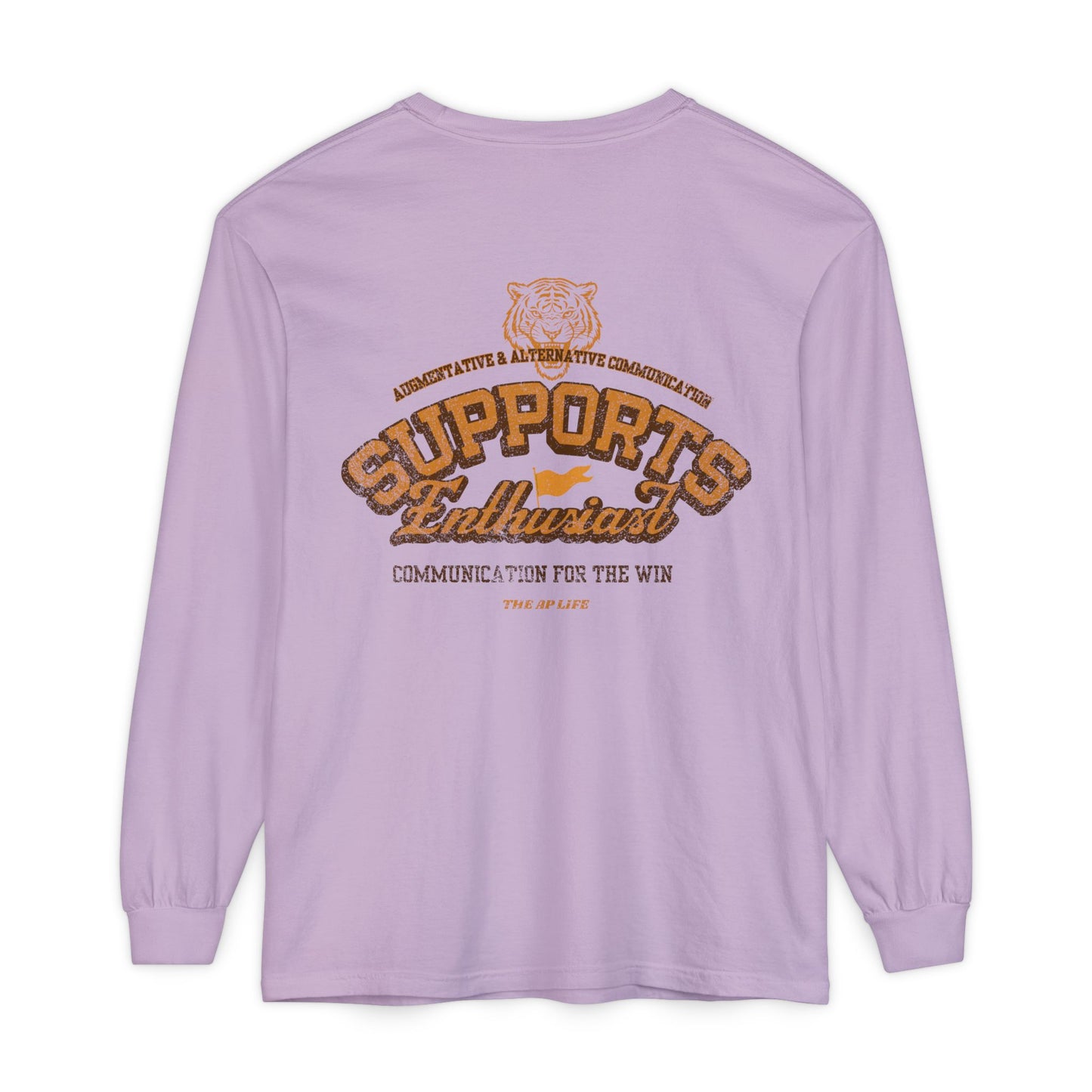 AAC Supports Team Enthusiast - Communication for the Win - Unisex Garment-dyed Long Sleeve T-Shirt