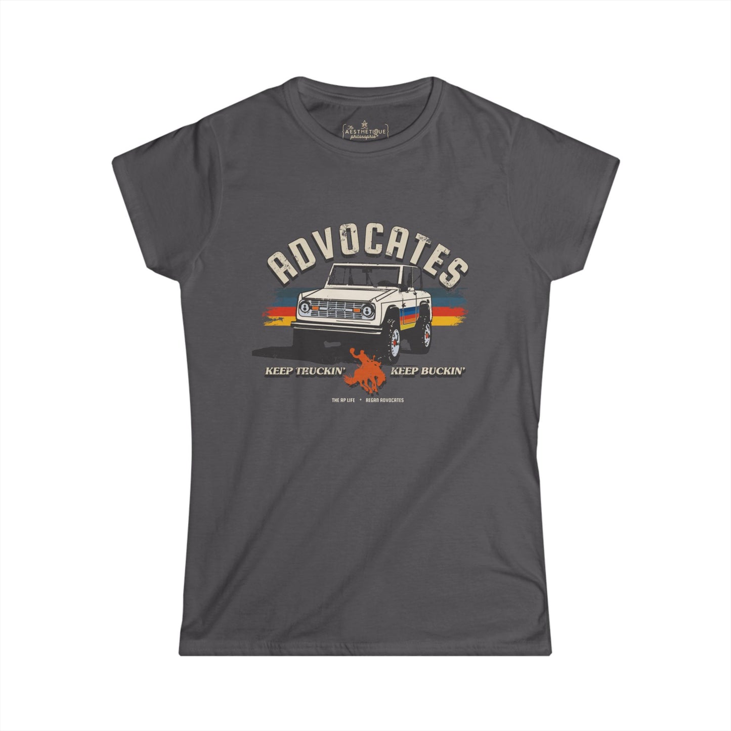 Advocates Keep Truckin', Keep Buckin' - Retro Bronco Truck - Women's Slightly Fitted Tee