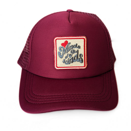 Love Minds of All Kinds Foam Burgandy Trucker Hat with Patch