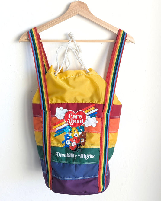 Care About Disability Rights - Vintage Insulated Rainbow Bag - Repurposed Rebels