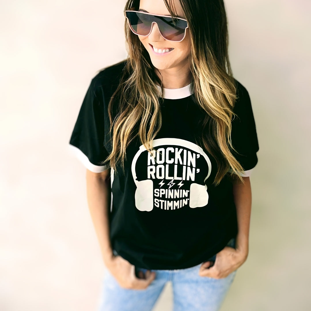 Rockin' Rollin' Spinnin' Stimmin' Unisex Ringer Tee