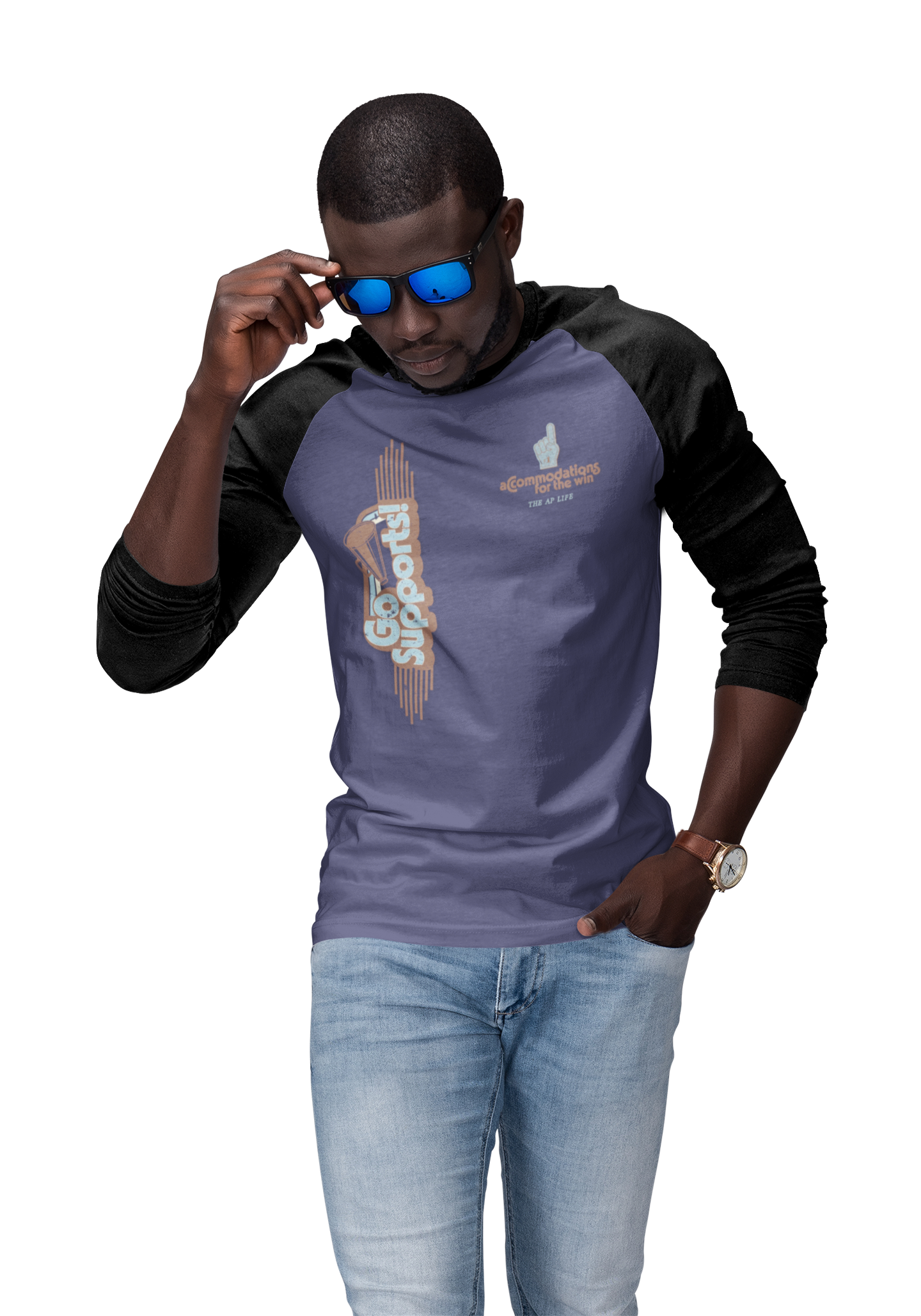 Go Supports! Accommodations for the Win - Support Needs Advocate Raglan Adult Unisex Baseball Tee
