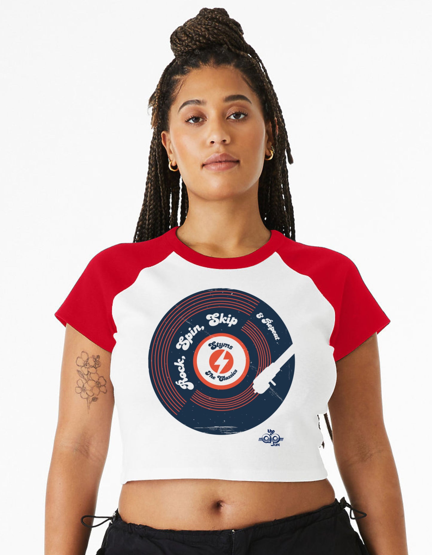 Styms - The Classics - Rock, Spin, Skip & Repeat - Women's Micro Rib Raglan Baby Tee