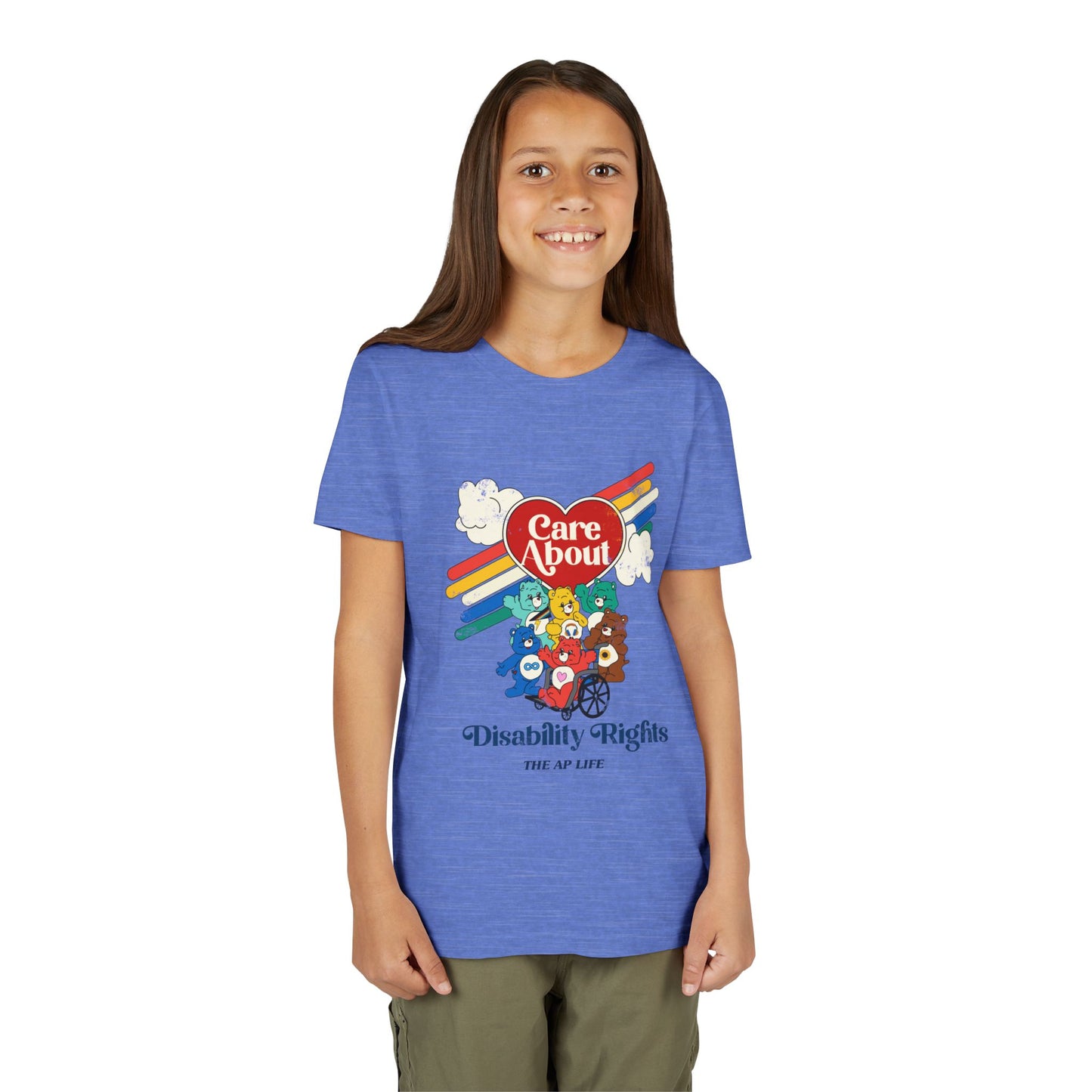 Care About Disability Rights - Retro 80s Vibe - Youth Unisex Jersey Tee