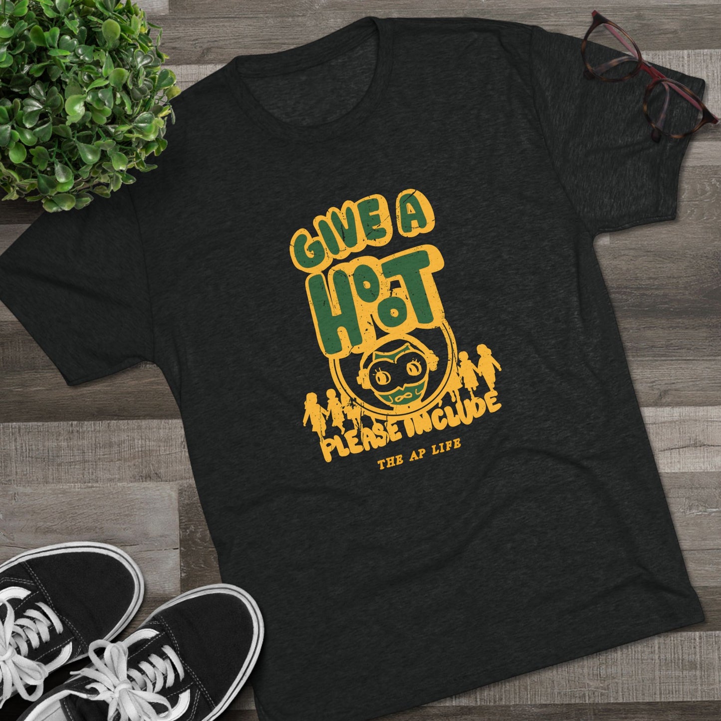 Give A Hoot - Please Include - Retro PSA Style - Adult Unisex Tri-blend Jersey Tee