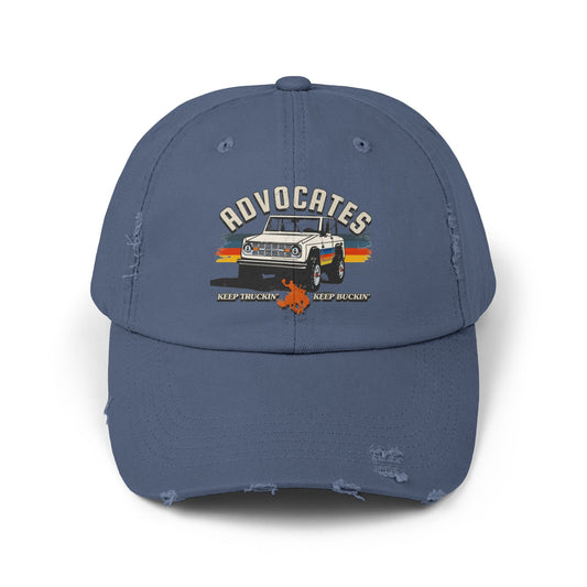 Advocates Keep Truckin', Keep Buckin' - Retro Bronco Truck - Unisex Distressed Cap