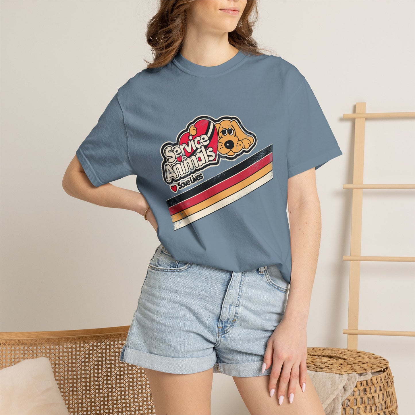 Service Animals Save Lives - Adult Unisex Garment-Dyed T-shirt