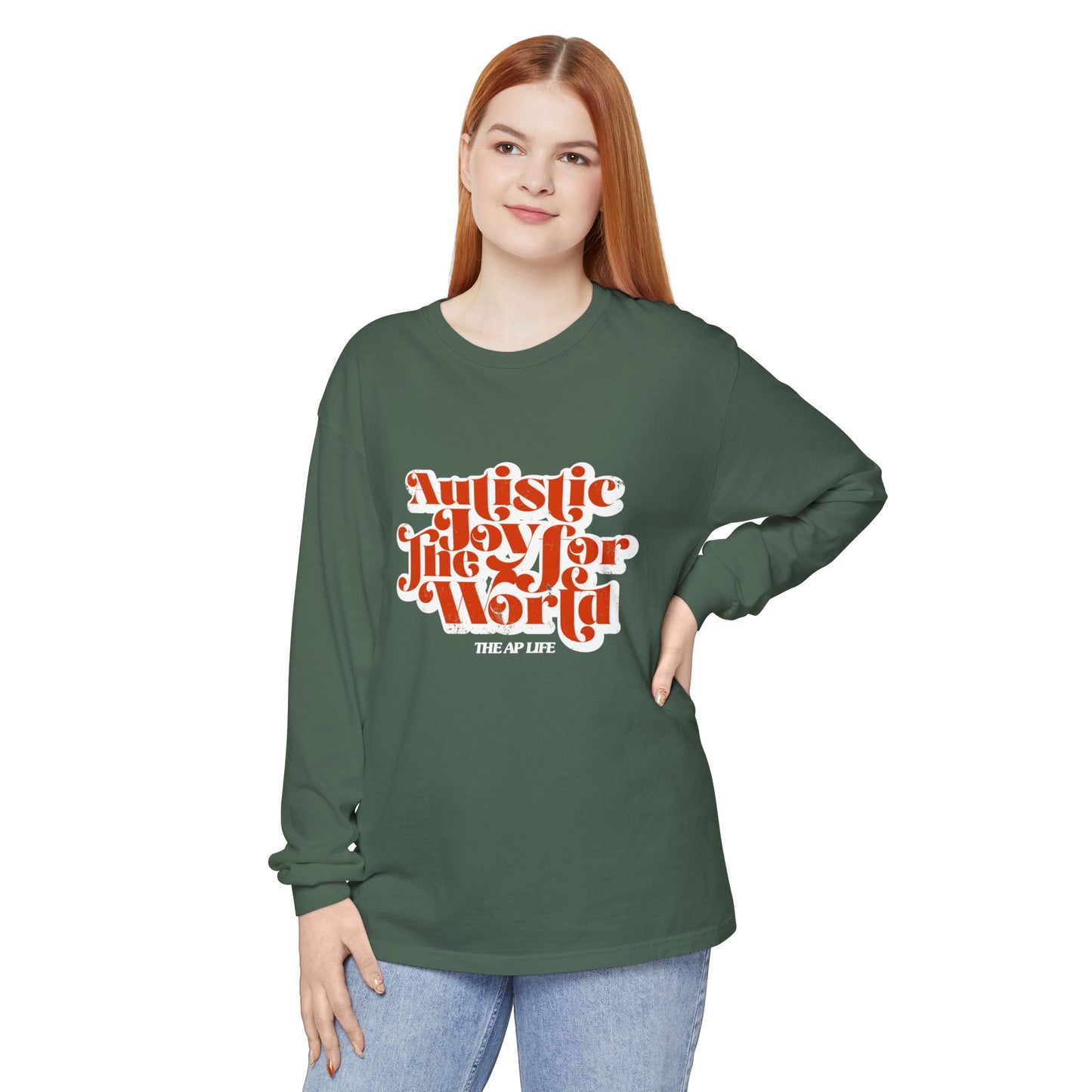 Autistic Joy for the World - Unisex Garment-dyed Long Sleeve T-Shirt