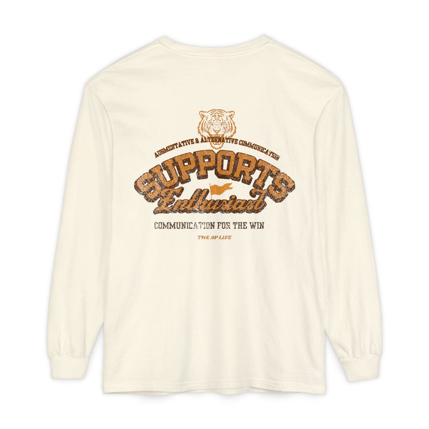 AAC Supports Team Enthusiast - Communication for the Win - Unisex Garment-dyed Long Sleeve T-Shirt