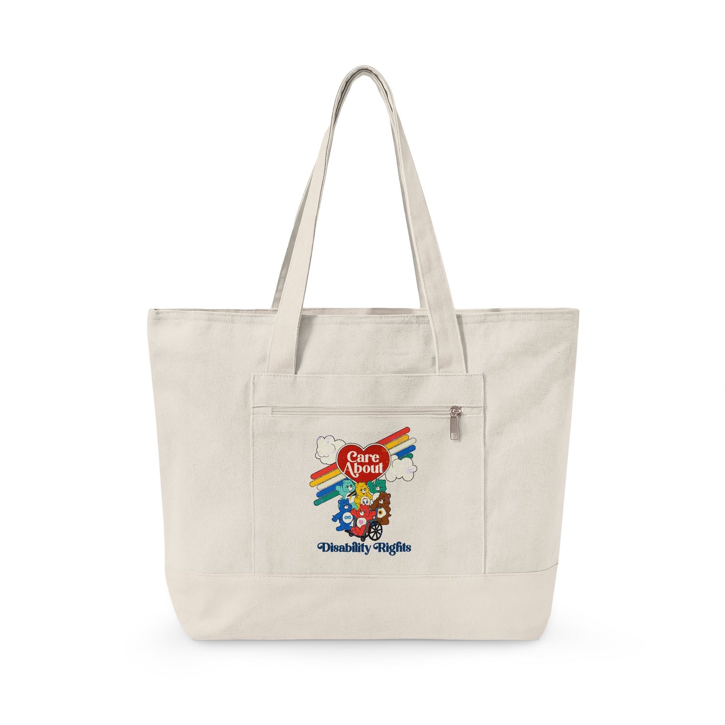Care About Disability Rights - Zippered Canvas Tote Bag
