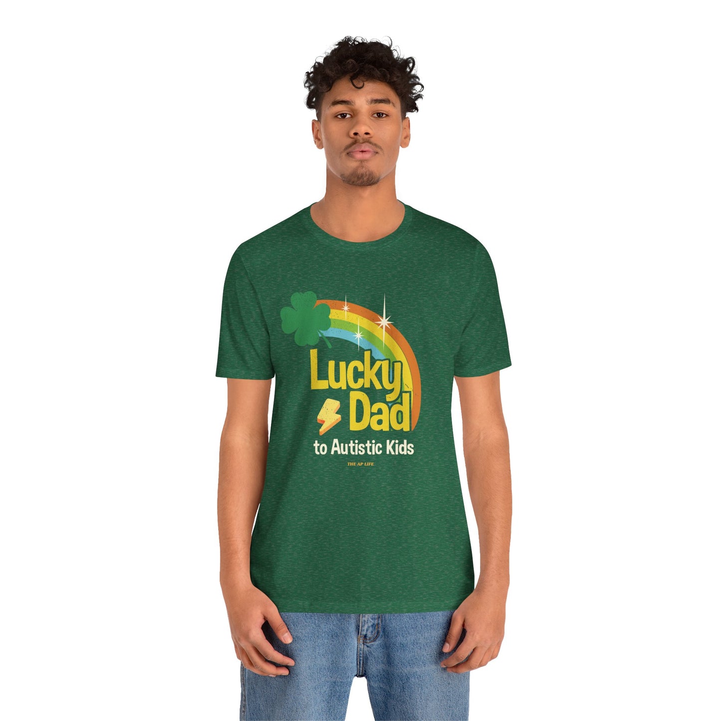 Lucky Dad to Autistic Kids - Adult Unisex Jersey Short Sleeve Tee
