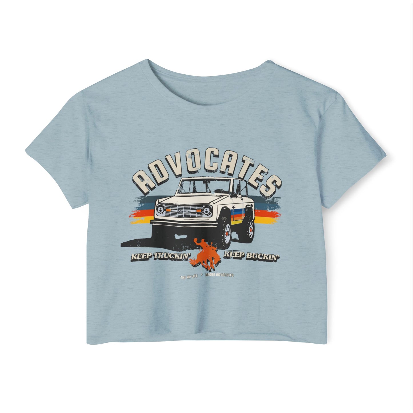 Advocates Keep Truckin', Keep Buckin' - Bronco Truck - Women's Crop Top Tee