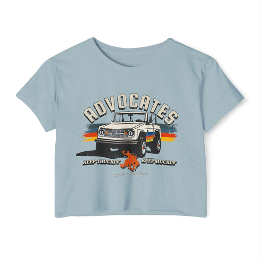 Advocates Keep Truckin', Keep Buckin' - Bronco Truck - Women's Crop Top Tee