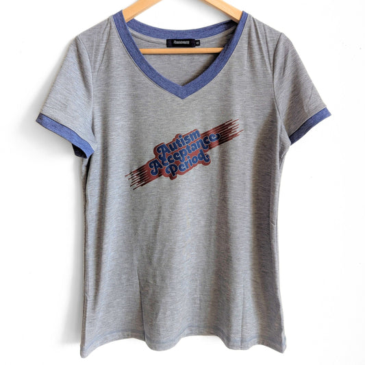 Autism Acceptance Period - Women's V-Neck Raglan Ringer Tee