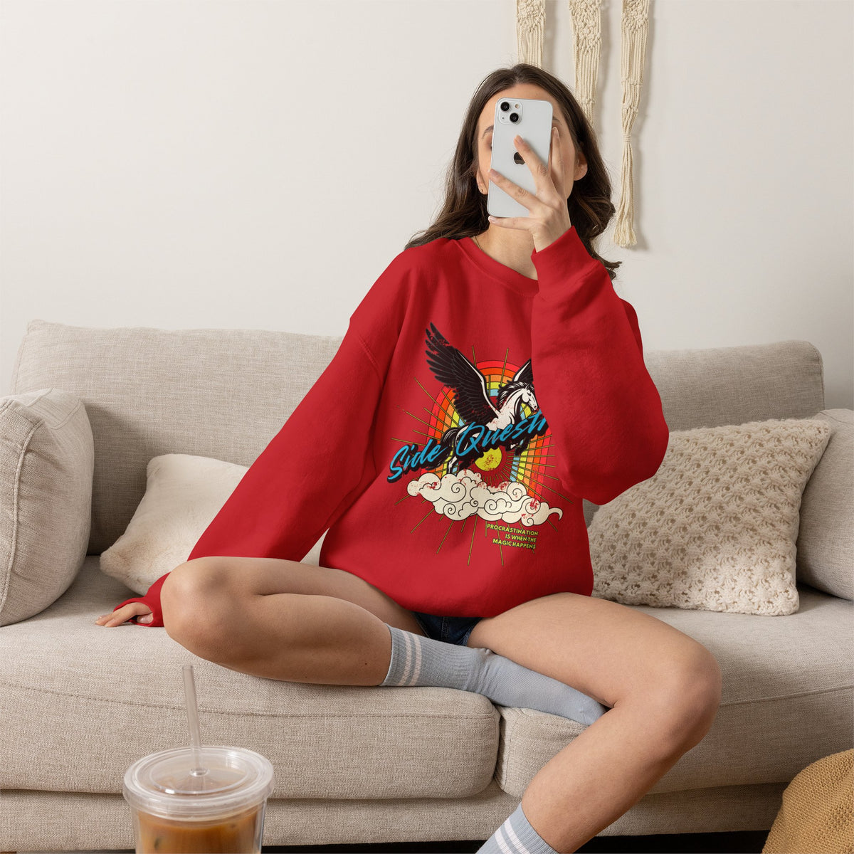 Side Questrian - Procrastination is When the Magic Happens - Adult Unisex Heavy Blend™ Crewneck Sweatshirt
