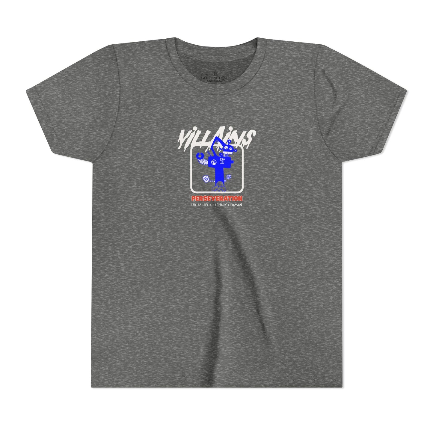 Villains of The Autistic Community Series - Perseveration - Broken Robot - Zachary Lierman - Youth Unisex Jersey Tee