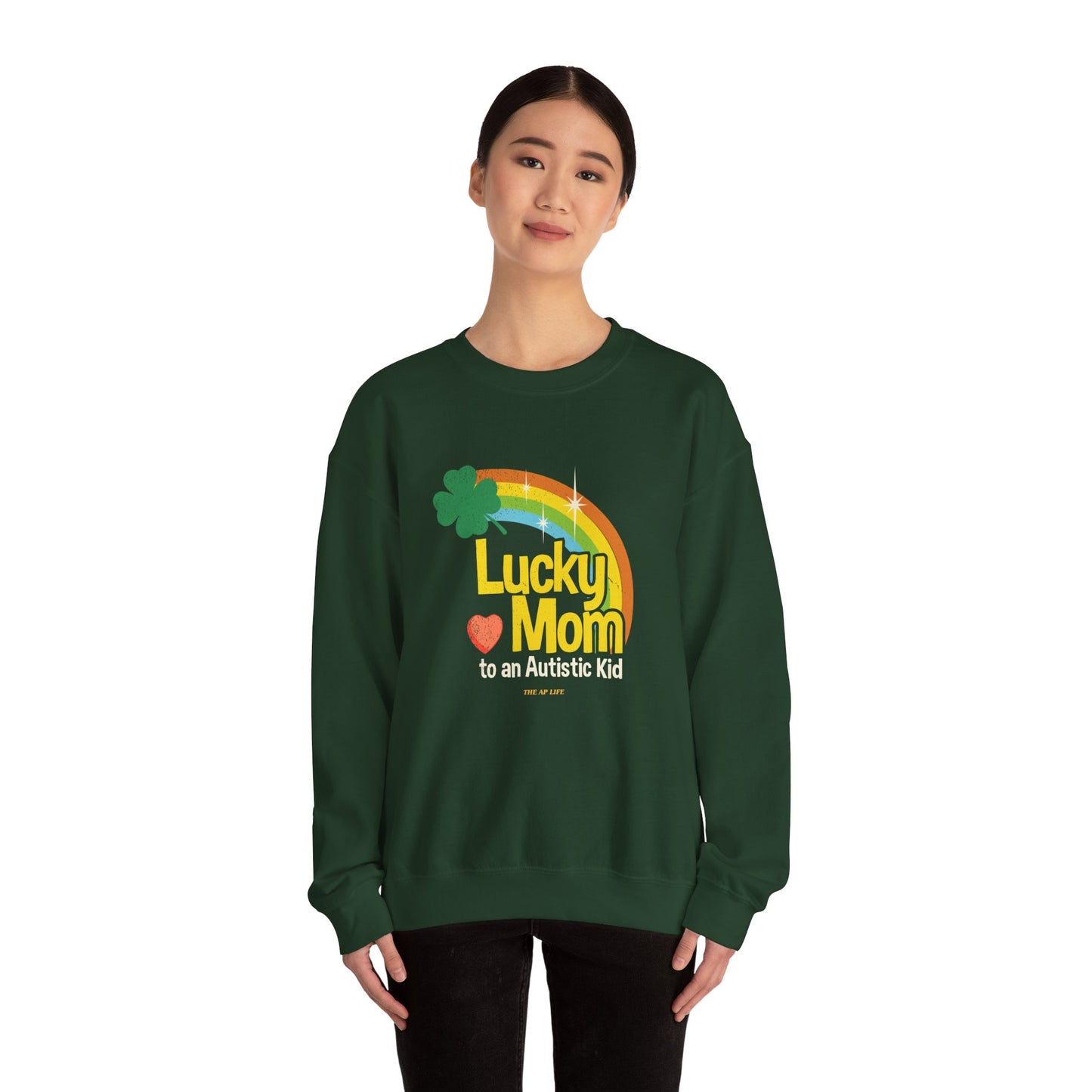 Lucky Mom to an Autistic Kid - Adult Unisex Heavy Blend™ Crewneck Sweatshirt