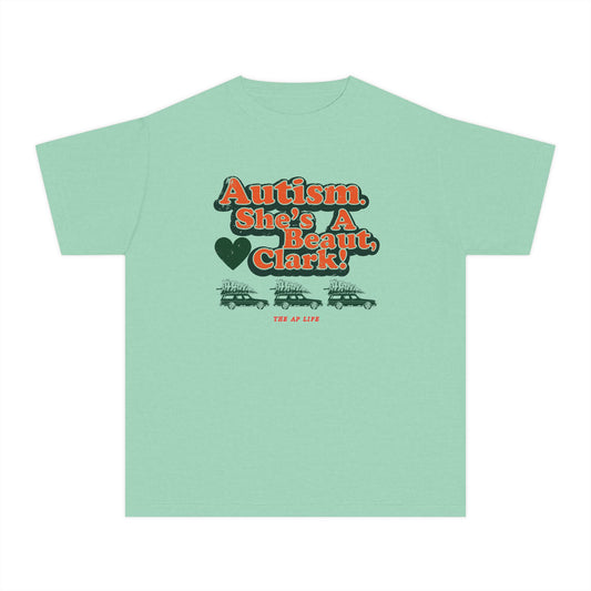 Autism. She's a Beaut, Clark! Christmas Themed Advocacy Tee - Youth Unisex Tee