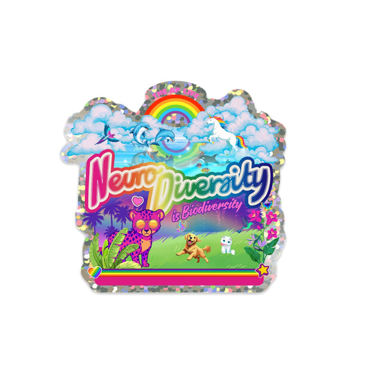 Neurodiversity is Biodiversity - Die-Cut Nature Scene Glitter Sticker