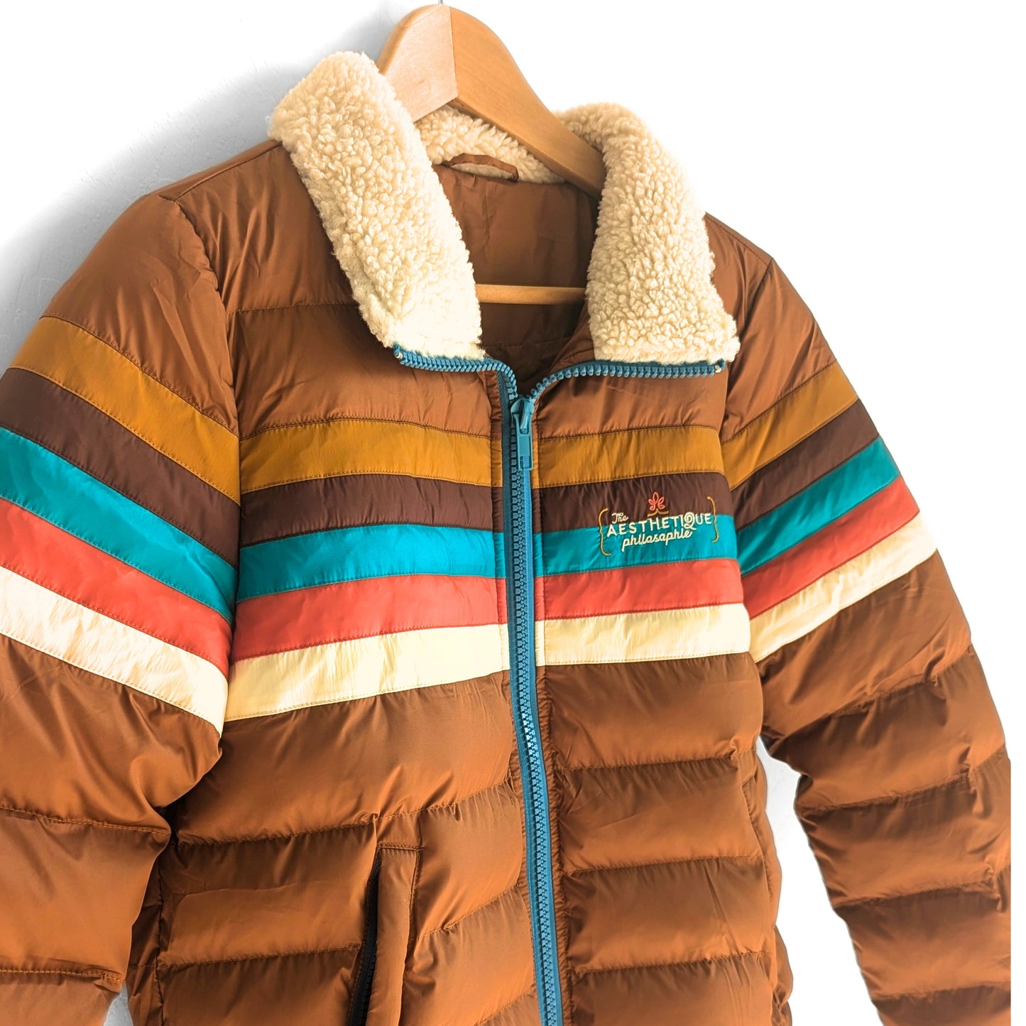 New Women's Retro 70s and 80s Style Aviator Puffer Jacket