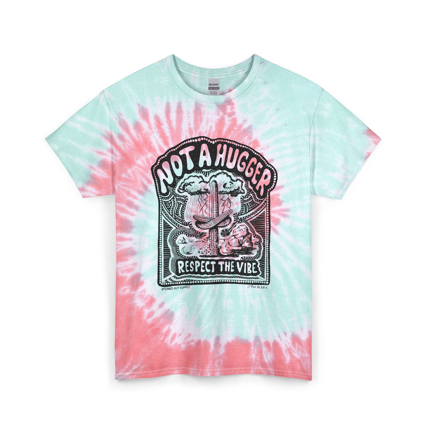Not A Hugger - Respect the Vibe - Adult Unisex Tie Dye Cotton Tee - Tuned Out Supply + The AP Life Collab