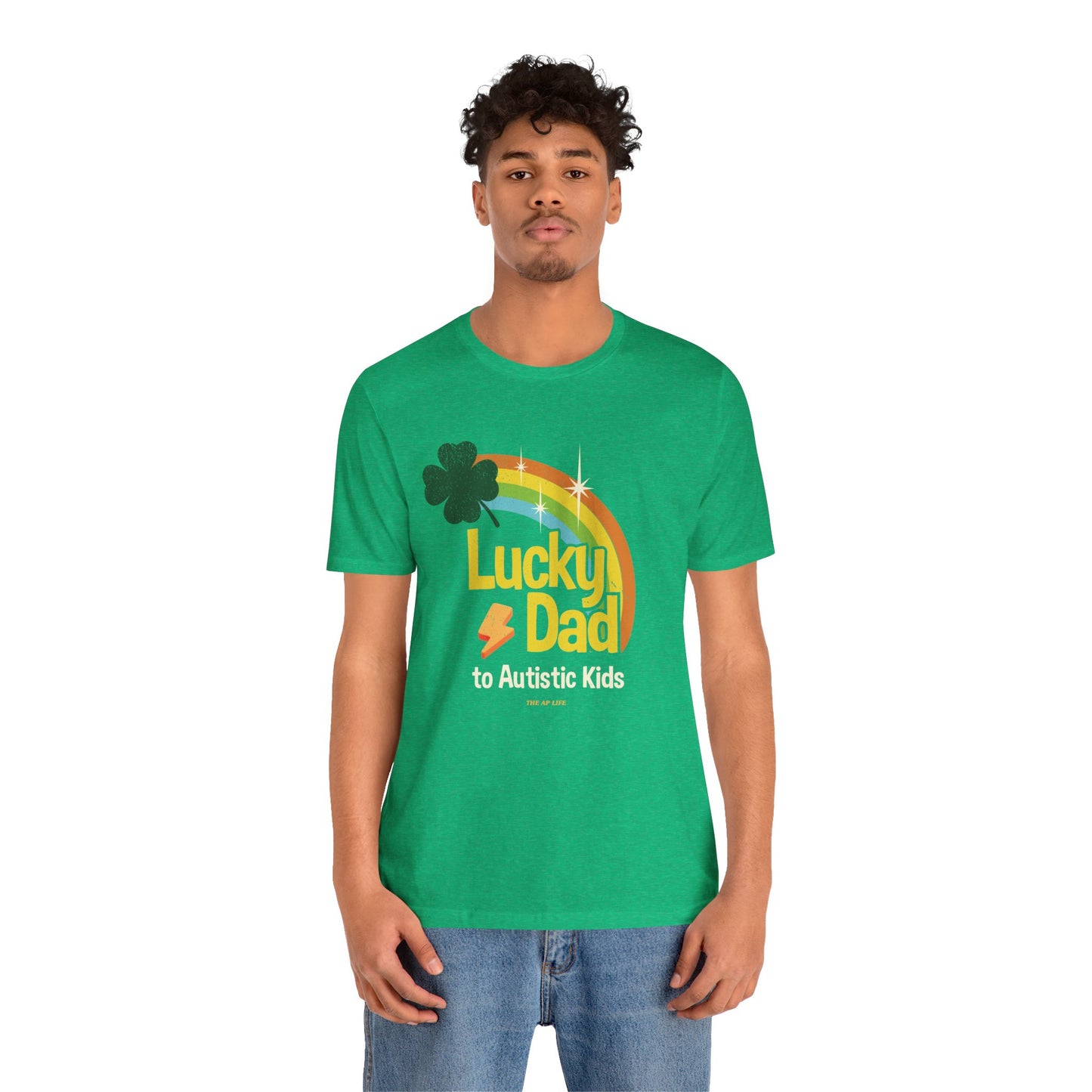 Lucky Dad to Autistic Kids - Adult Unisex Jersey Short Sleeve Tee