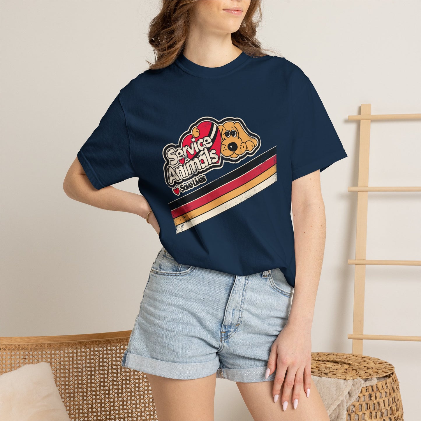 Service Animals Save Lives - Adult Unisex Garment-Dyed T-shirt