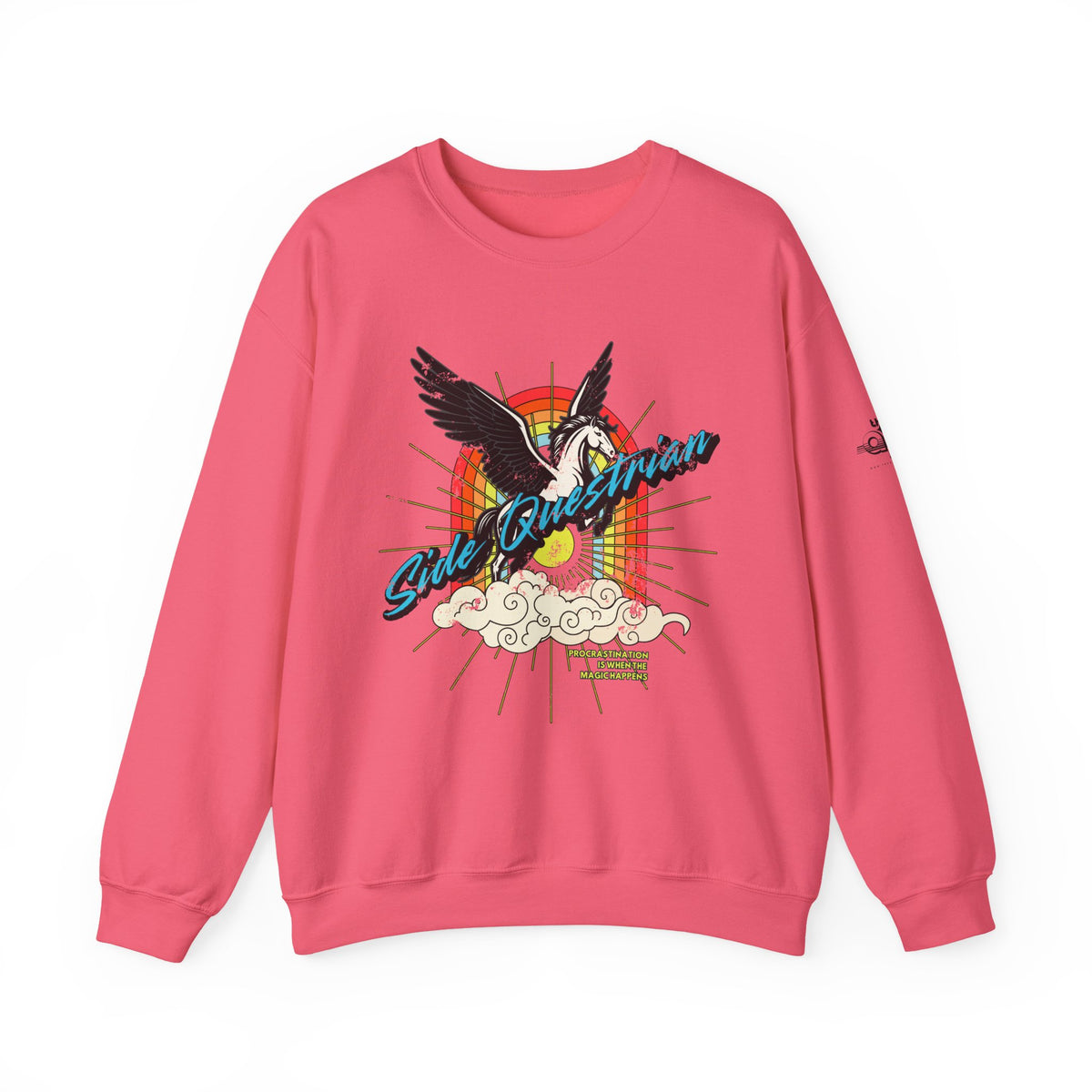 Side Questrian - Procrastination is When the Magic Happens - Adult Unisex Heavy Blend™ Crewneck Sweatshirt