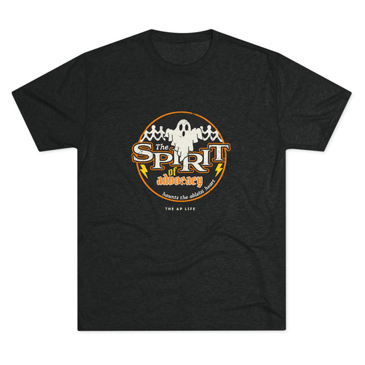 The Spirit of Advocacy (Haunts the Ablelist Heart) - Halloween - Adult Unisex Tri-Blend Soft Tee