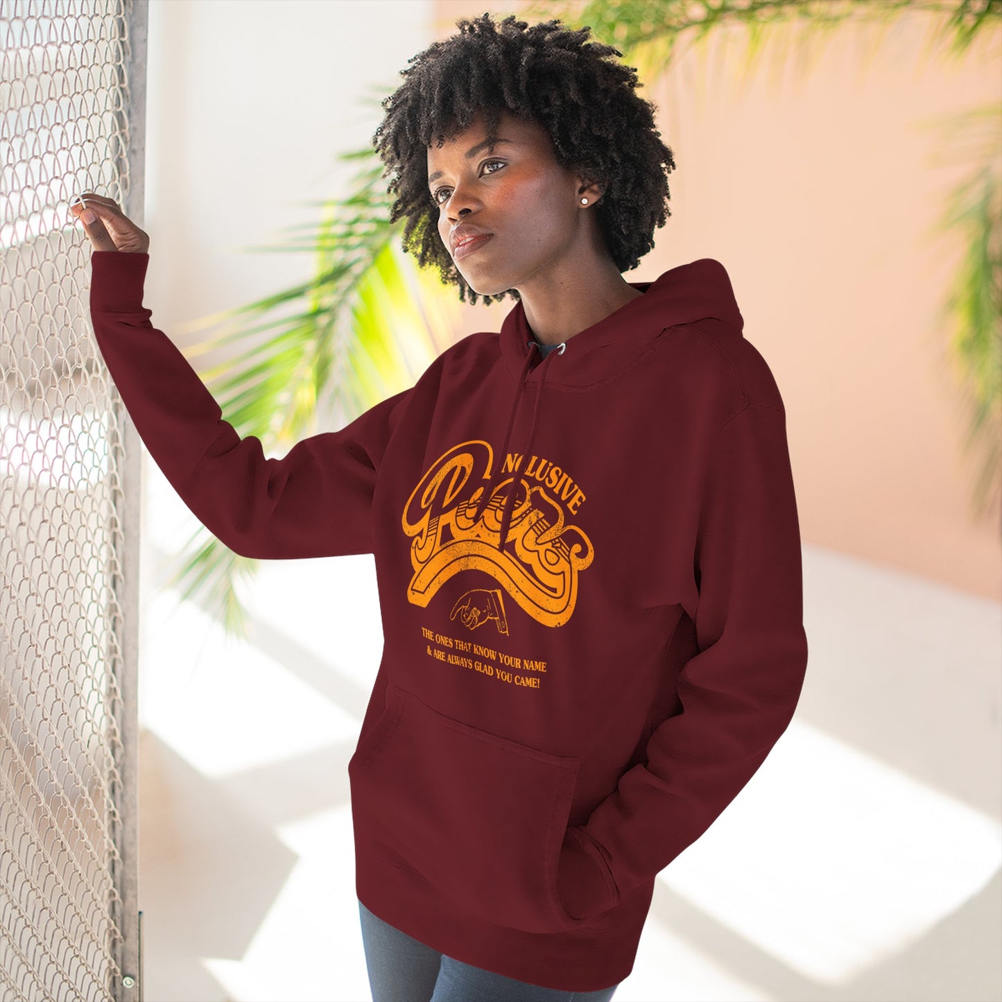Inclusive Peers - The Ones That Know Your Name & Are Always Glad You Came - Three-Panel Fleece Hoodie
